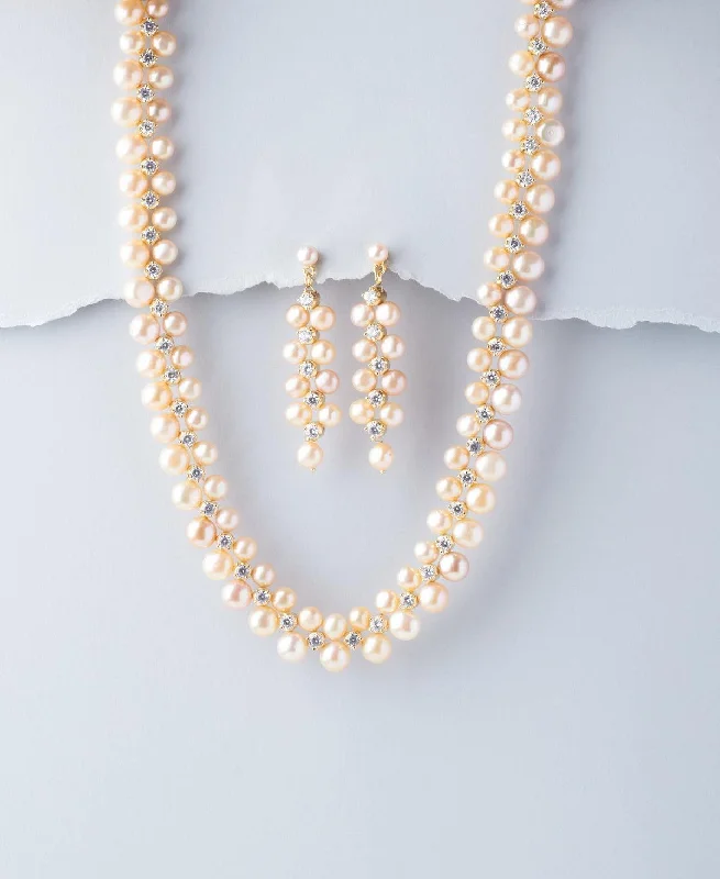 Luxury chain necklaces for women -Ravishing Real Pearl Necklace Set