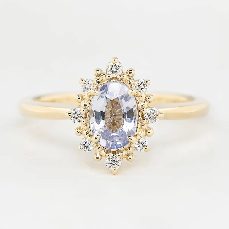 Double-layered engagement rings for women -Victoria Ring 0.91ct Light Blue Ceylon Sapphire (One of a kind)