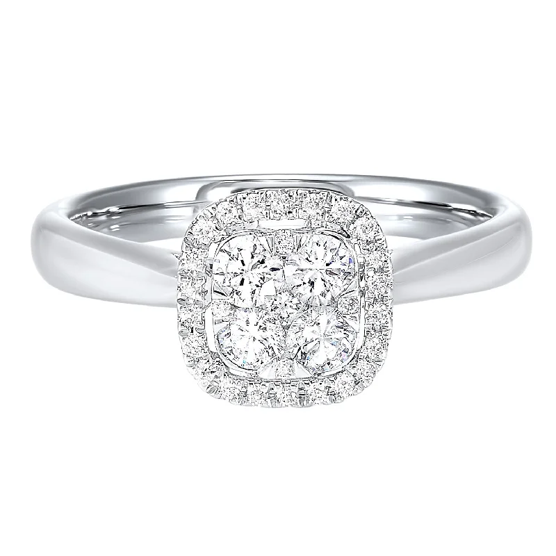 Beaded engagement rings for women -14K Diamond Ring