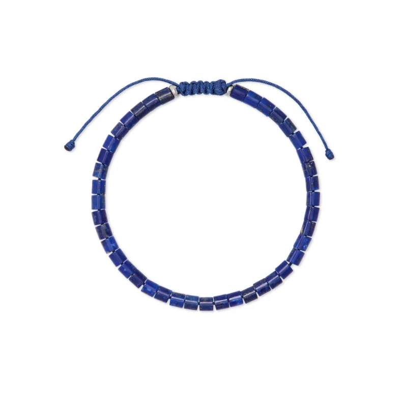 Women luxury gold bangles and bracelets -Scott Bros. Grey Oxidized Sterling Silver Corded Bracelet In Blue Lapis