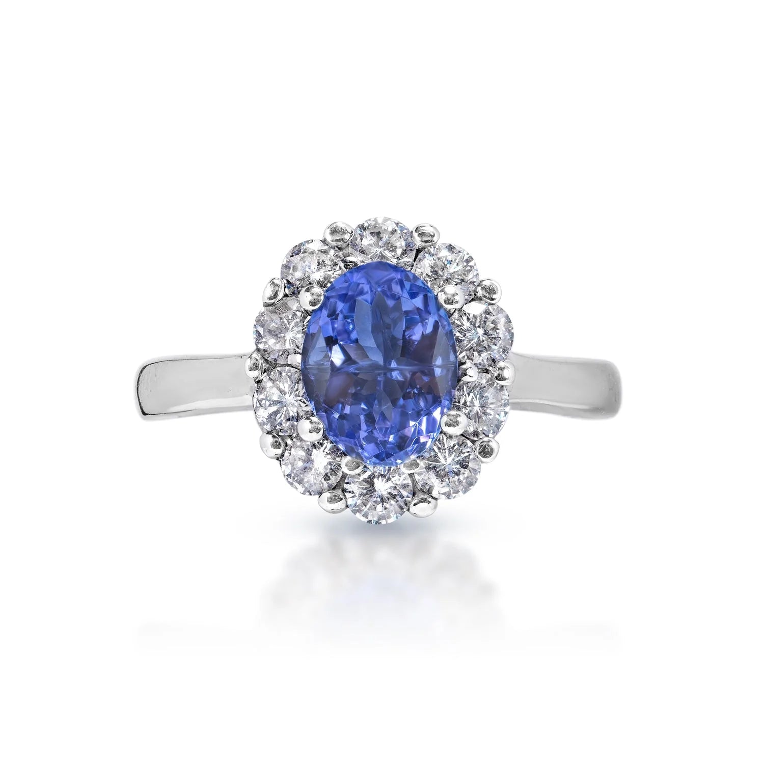 Women silver rings -Stevie 2 Carat Oval Cut Tanzanite Ring in 14 Karat White Gold