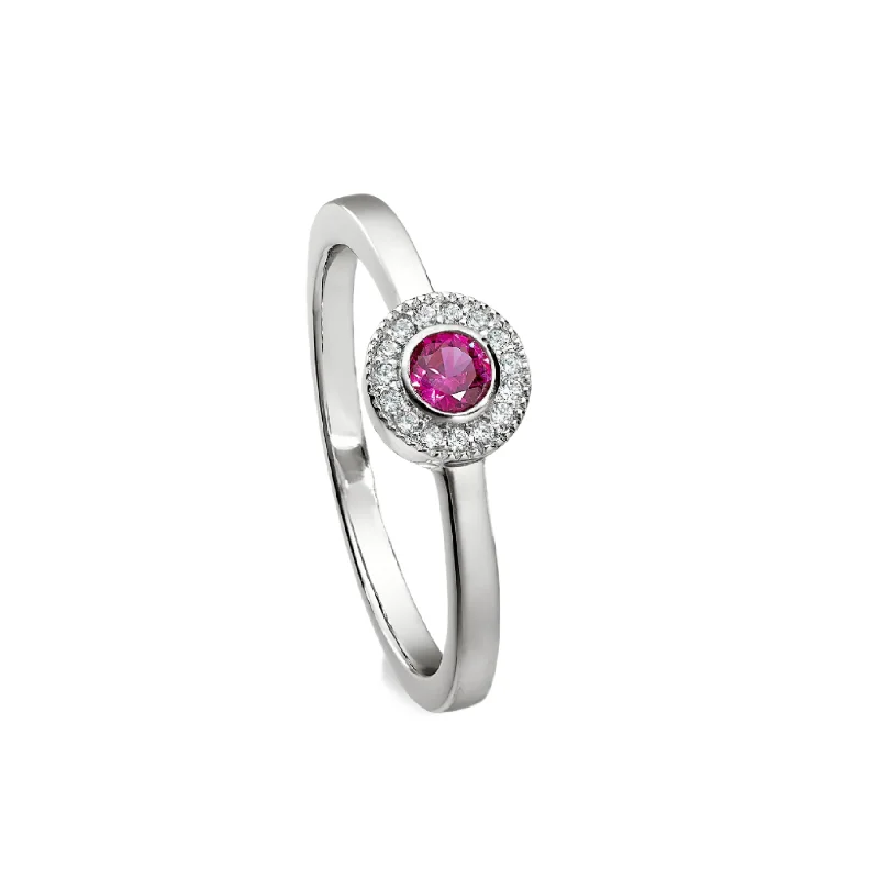 Women three-stone rings -Birth Gems Garnet Ring