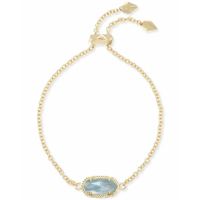 Women minimalist bangles and bracelets -Kendra Scott Elaina Adjustable Chain Bracelet in Light Blue Illusion