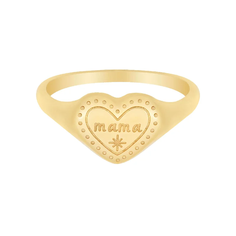 Diamond rings for women -Engraved Heart Mama Ring