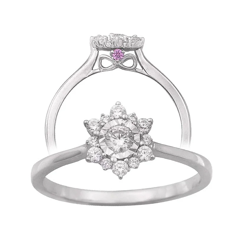 Women bold rings -1/4ctw Diamond Flower Halo Ring