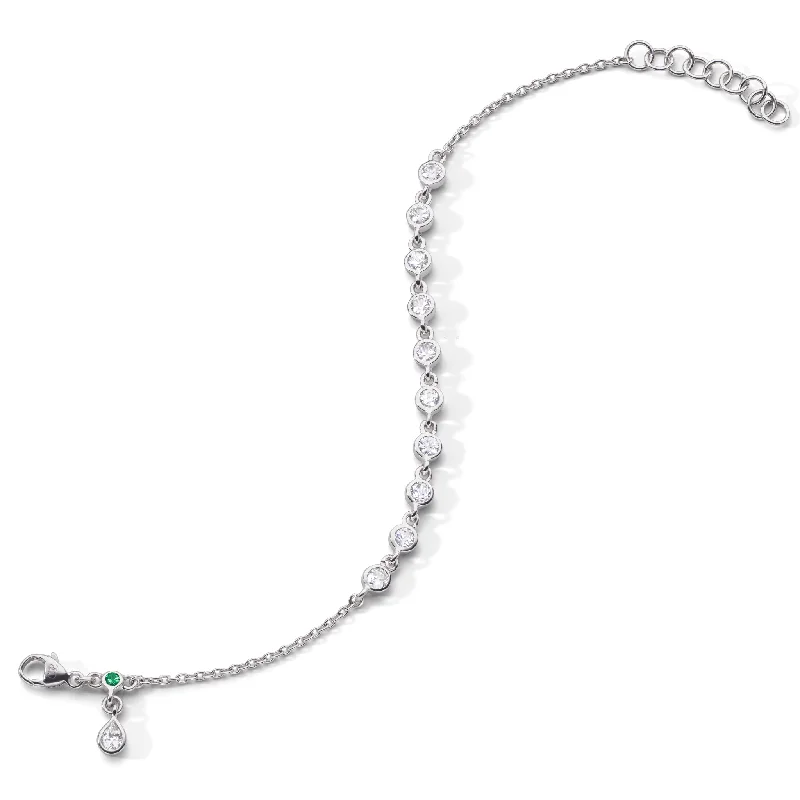 Women delicate bangles and bracelets -Bezel Set Round White Sapphire Tennis Bracelet