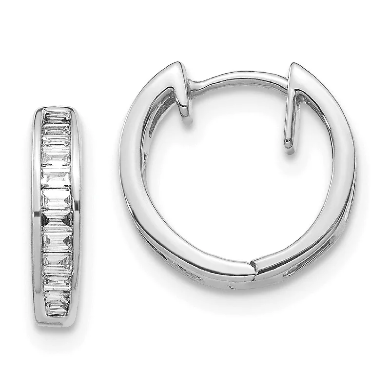 Women butterfly earrings -1/4 CTW Diamond Hoop Earrings in 14KT White Gold