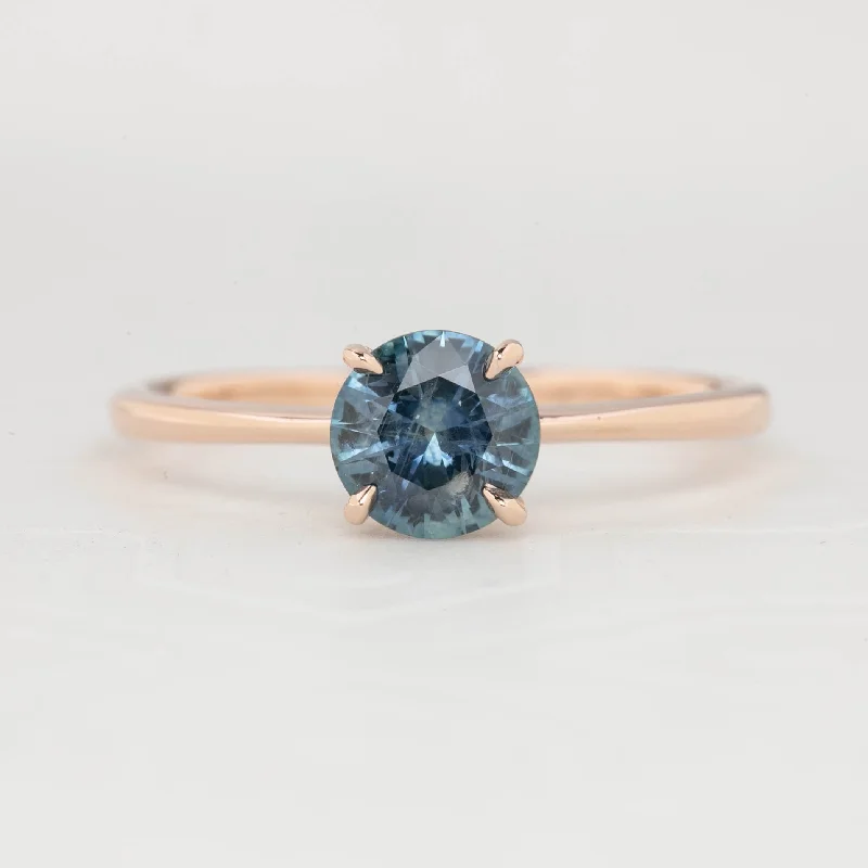 Customized charm engagement rings for women -Nina Ring - 0.91ct Teal Blue Montana Sapphire, 14k Rose Gold (One of a kind)