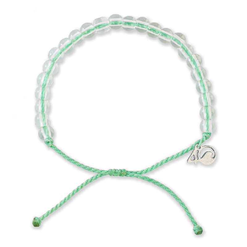 Women stackable silver bangles and bracelets -4Ocean Loggerhead Sea Turtle Sea Foam Green Beaded Bracelet