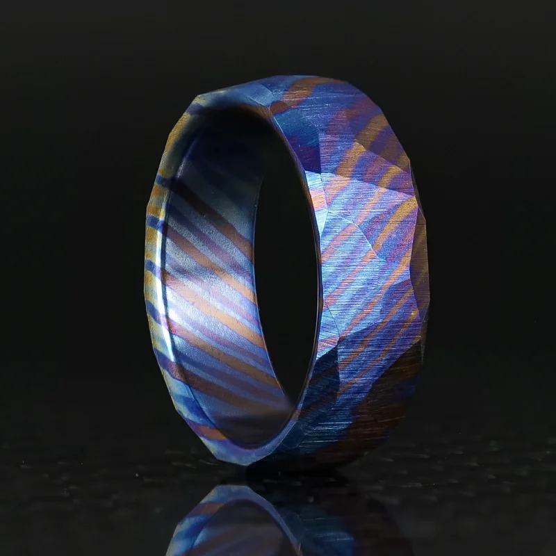 Women fashionable gemstone rings -Obsidian Timascus Ring