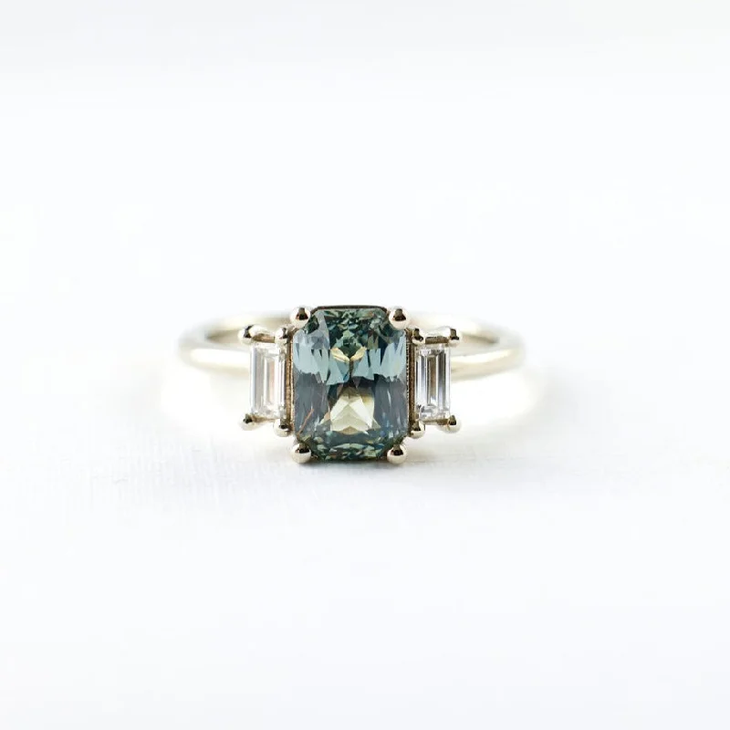 Adjustable engagement rings for women -Jacey Ring - 1.89 Carat Minty Light Green Radiant Sapphire