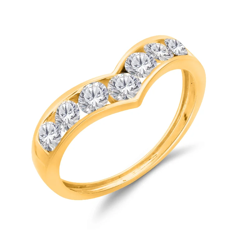 Women large rings -Kallati .85ctw Lab Grown Diamond V Band