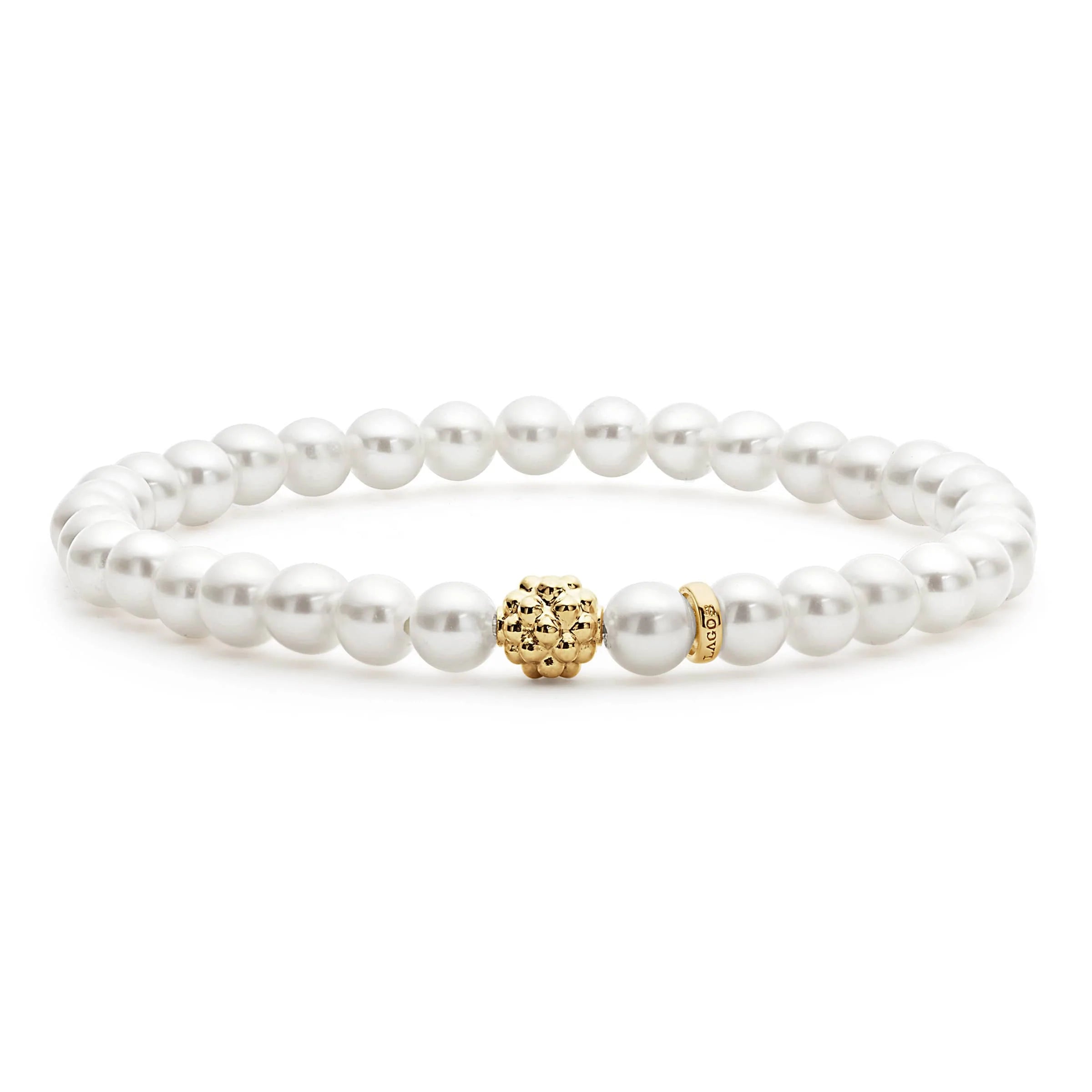 Women stylish bangles and bracelets -Lagos Pearl Gold Station Bead Bracelet