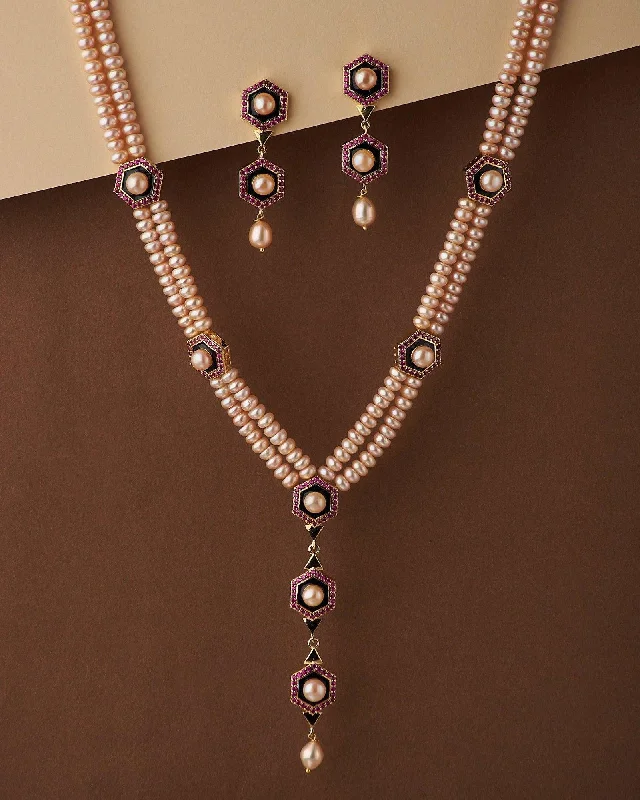 Custom birthstone necklaces for women -Ravishing Stone Studded Necklace Set