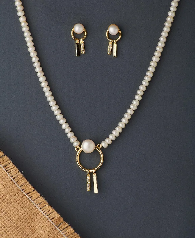 Crystal necklaces for women -Trendy Real Pearl Necklace Set