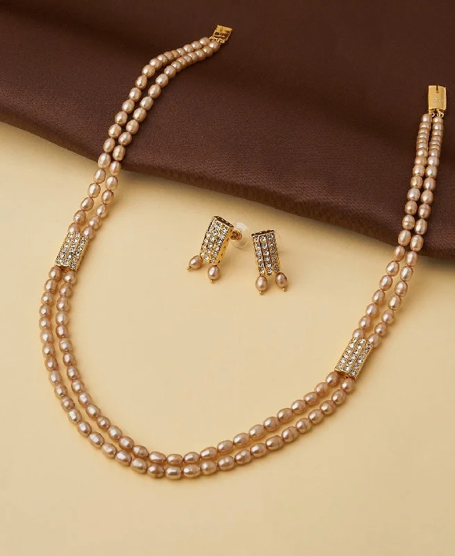 Initial necklaces for women -Traditional Pearl Necklace Set