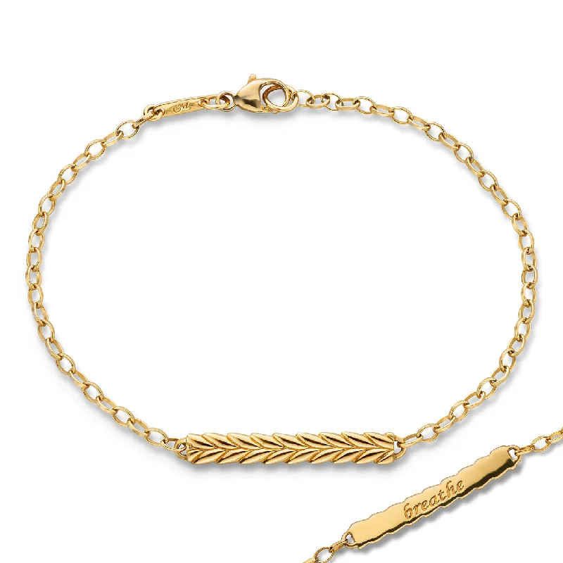 Women gold-plated bangles and bracelets -"Breathe" Leaf Poesy 18K Gold Bracelet