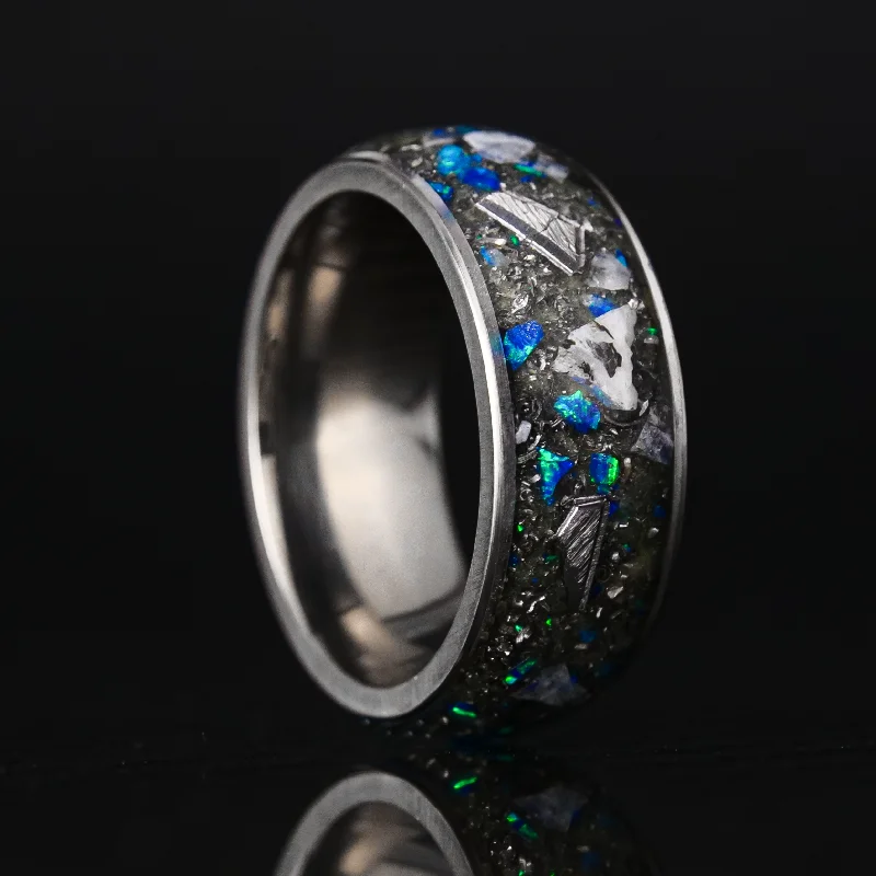 Women ring with colored gemstones -Star Dust™ Halo Ring on Titanium