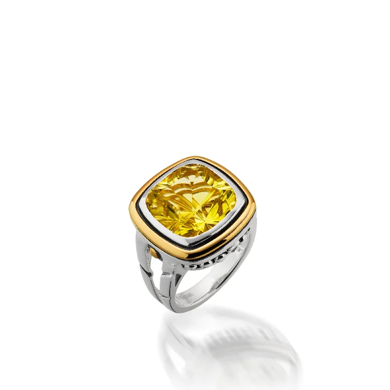 Women pearl rings -Chorus Lemon Quartz Ring