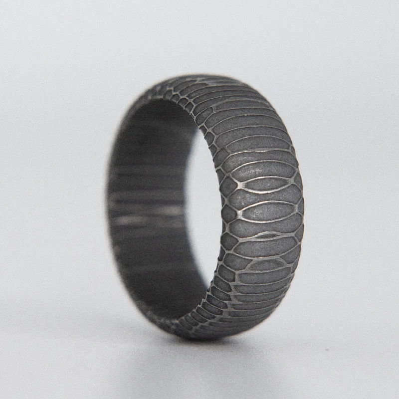 Women gemstone rings -Spirograph Damascus Steel Ring