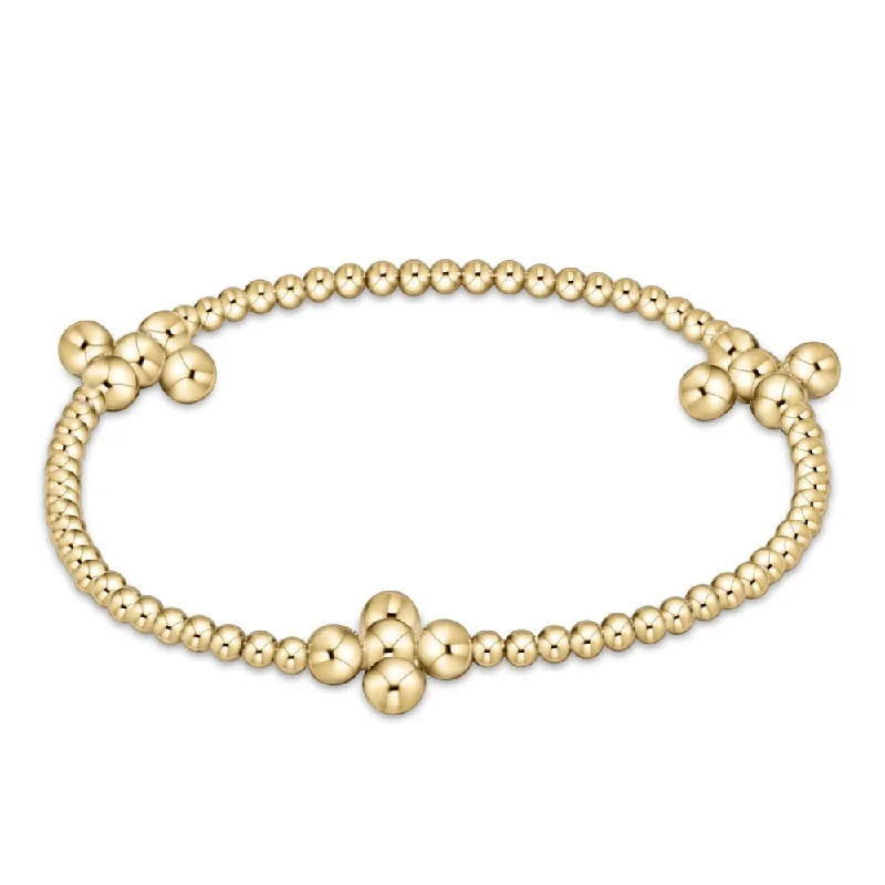 Women luxury gold bangles and bracelets -enewton 6.25" Signature Cross Gold Pattern 2.5mm Bead Bracelet - Classic Beaded Signature Cross Gold - 4mm Bead Gold