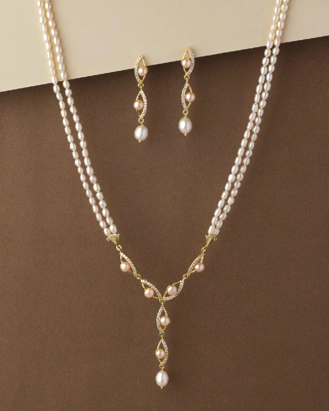 Rose gold necklaces for women -Trendy Pearl Necklace Set