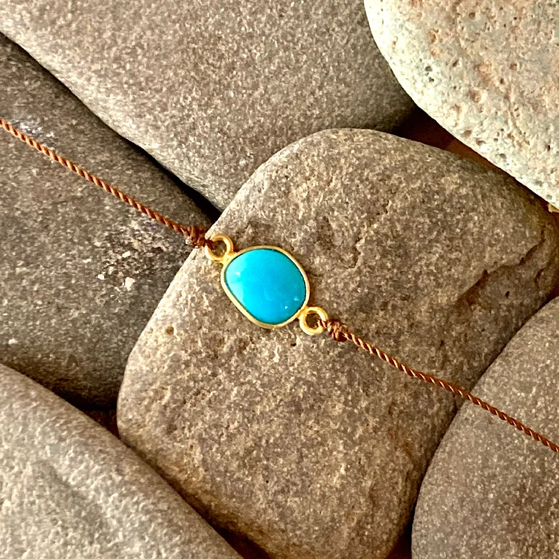 Women silver bangles and bracelets -One of a Kind Sleeping Beauty Turquoise Cabochon 18K Gold Bracelet