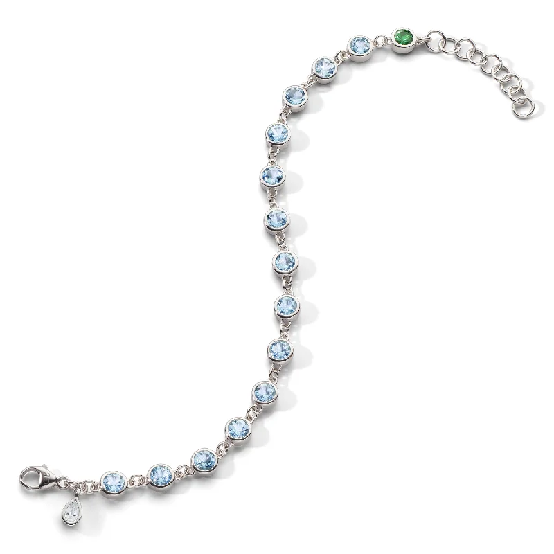 Women colorful bangles and bracelets -Bezel Set Aquamarine Tennis Bracelet