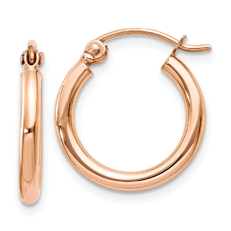 Women art deco earrings -14KT Rose Gold 15X2MM Hoop Earrings