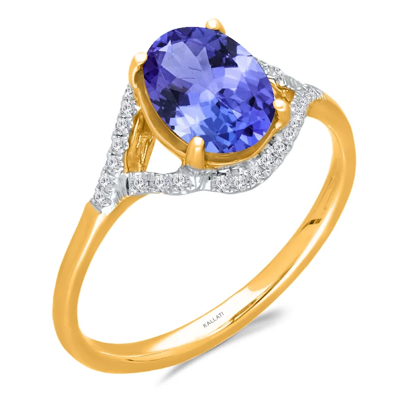 Statement gemstone engagement rings for women -Kallati Tanzanite Diamond Ring