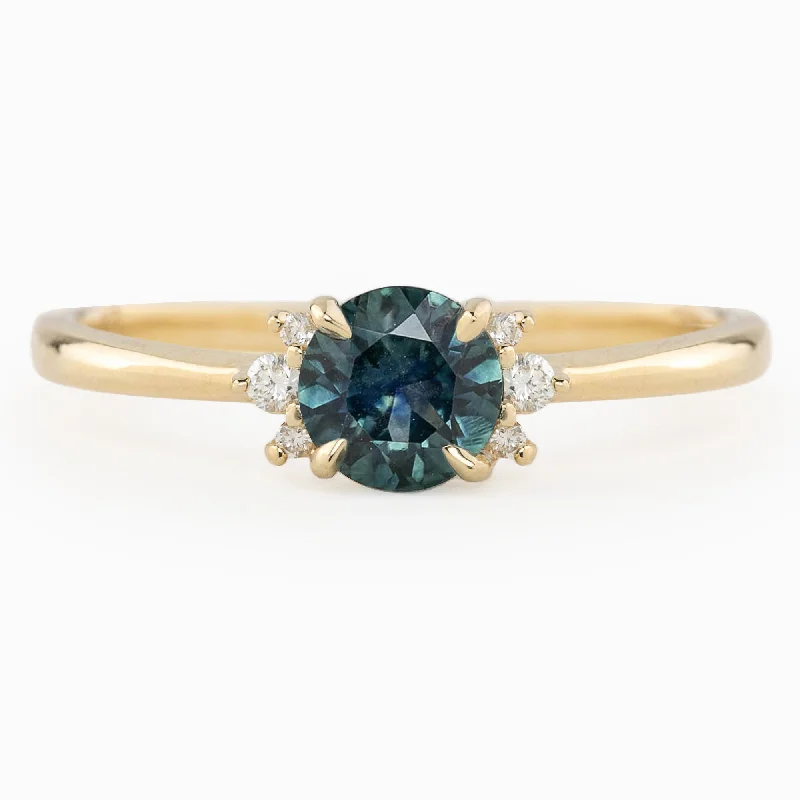 Vintage-inspired engagement rings for women -Lena Ring 0.60ct Teal Blue Montana Sapphire, 14k Yellow Gold