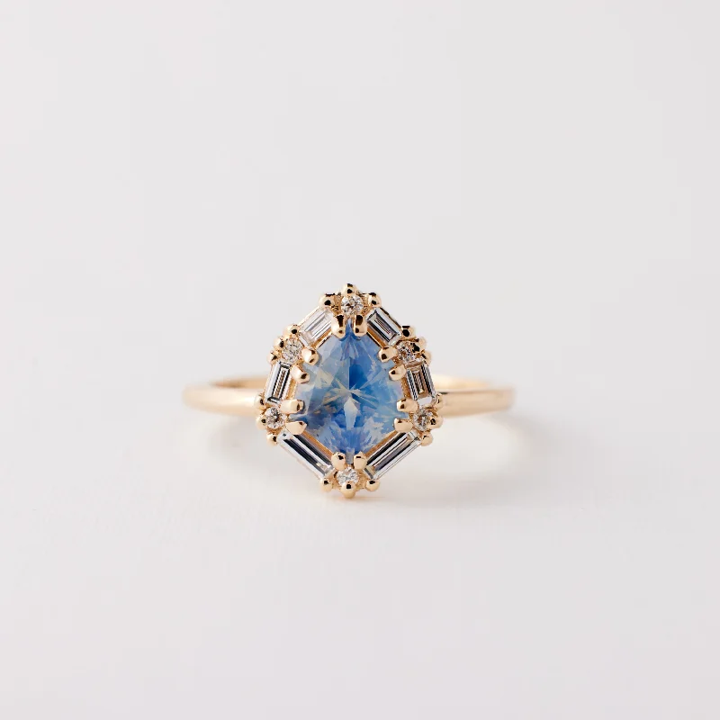 Personalized engagement rings for women -Seren Ring - 1.62 Carat Blue Yellow Shield Parti Sapphire