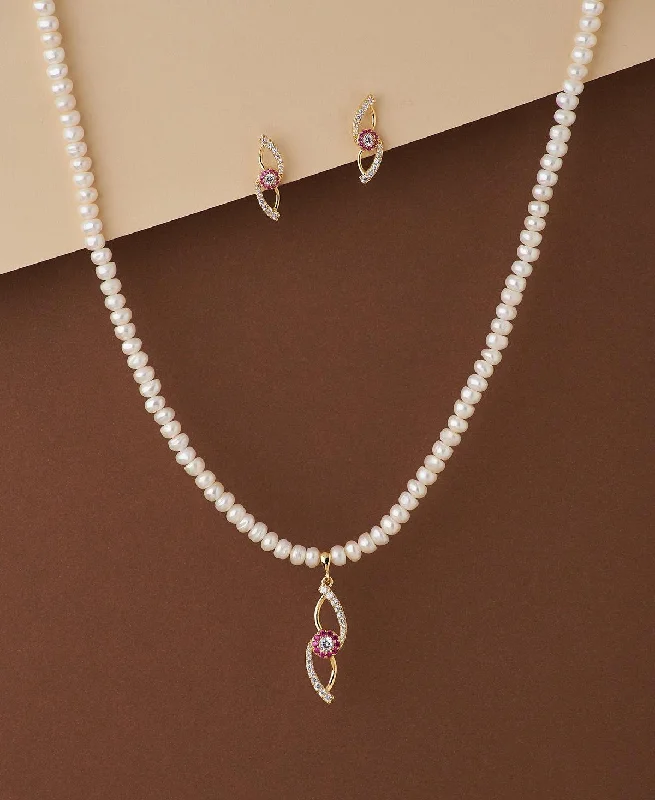 Birthstone necklaces for women -Simple and Elegant Real Pearl Necklace Set