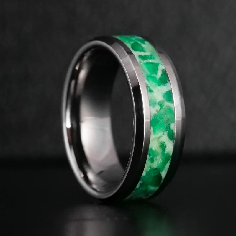 Women platinum rings -May Birthstone Ring | Emerald Glowstone Ring