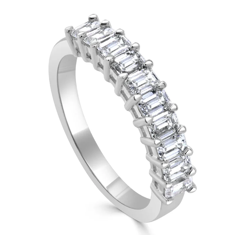 Women eternity rings -14k Gold & Emerald-Cut Diamond Band