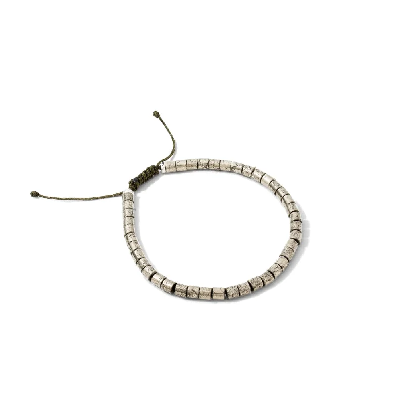 Women delicate bangles and bracelets -Scott Bros. Grey Oxidized Sterling Silver Beaded Bracelet In Pyrite