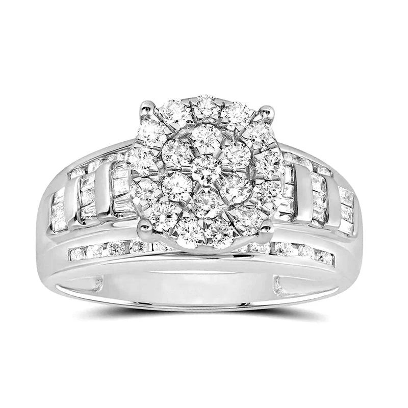 Women statement gemstone rings -2ctw Diamond Cluster Promise Forever Ring