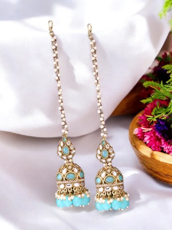 Women luxury earrings -Turquoise Gita Sahara Jhumkis