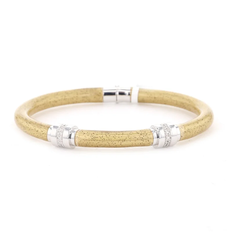 Women pearl and gold bangles and bracelets -0.16 ctw Diamond Silver Bangle Bracelet