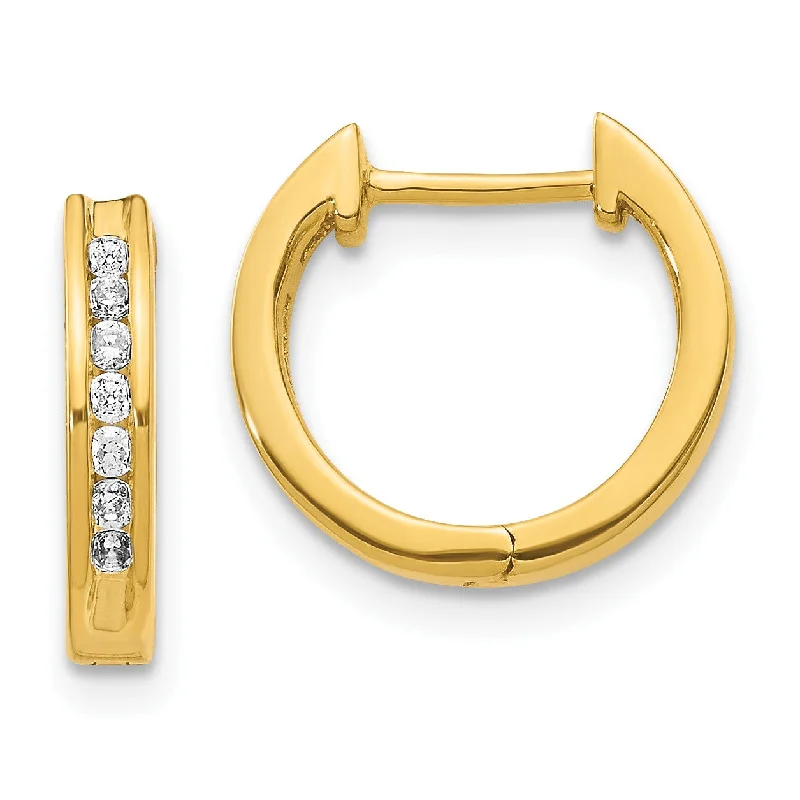 Women gemstone earrings -1/5 CTW Diamond Hoop Earrings in 14KT Yellow Gold