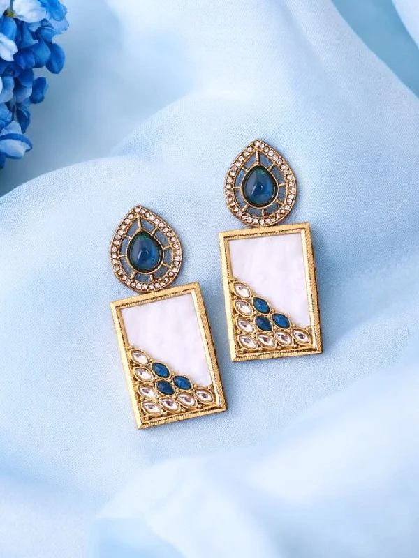 Women trendy hoop earrings -Blue Jisha Danglers