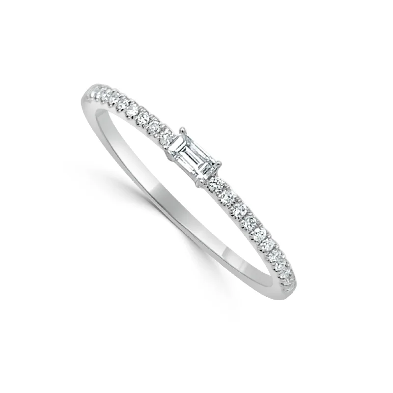 Women custom engagement rings -14k Gold & Diamond Baguette Ring