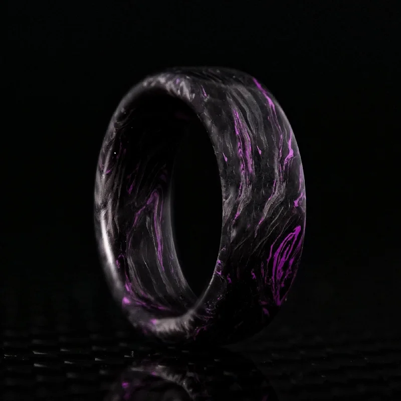 Women wedding rings -Lavender Burl Carbon Fiber Ring