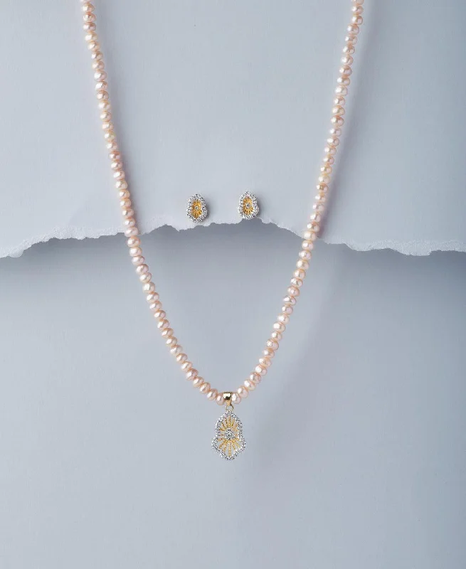 Silver chain necklaces for women -Trendy Real Pearl Necklace Set