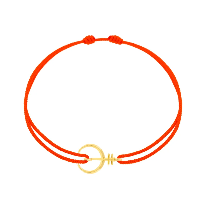 Women geometric bangles and bracelets -Small Naja Protection Symbol on an Orange Cord Bracelet