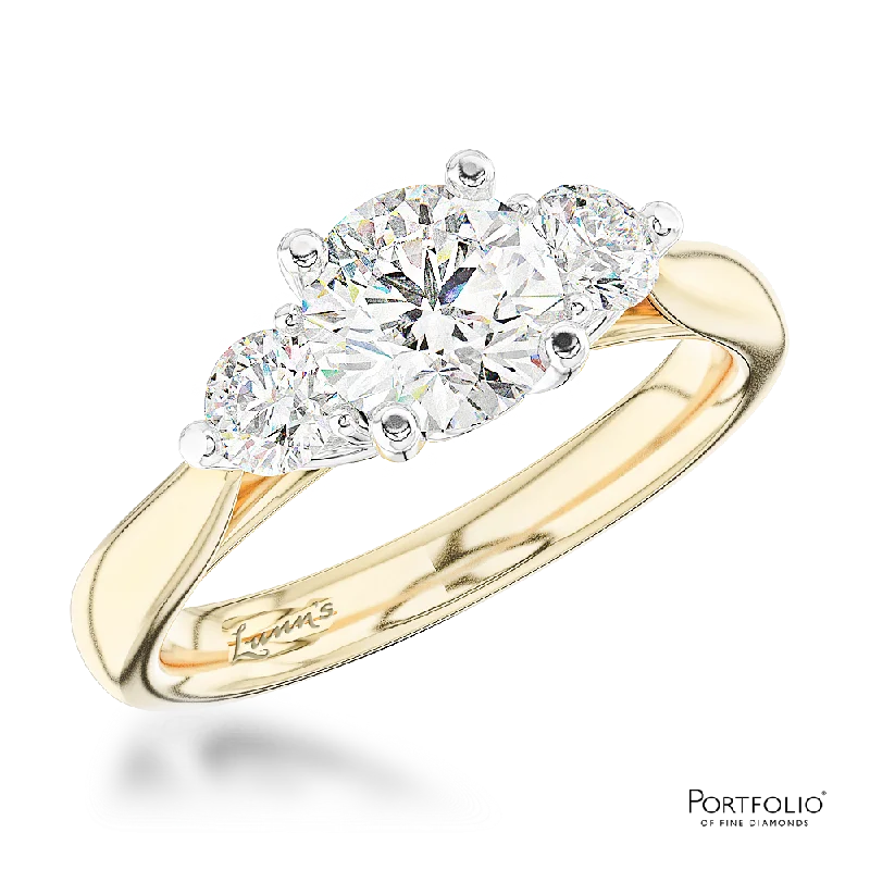 Silver rings for women -Three Stone 0.60ct G SI1 Diamond Yellow Gold/Platinum Ring