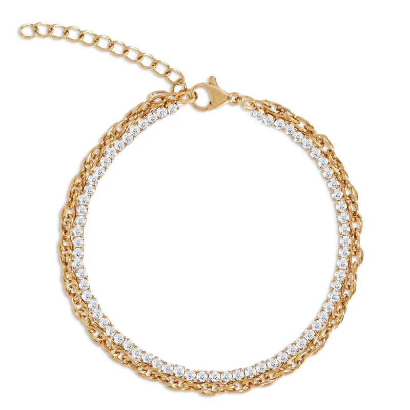 Women engraved bangles and bracelets -Marten Double Chain Tennis Bracelet