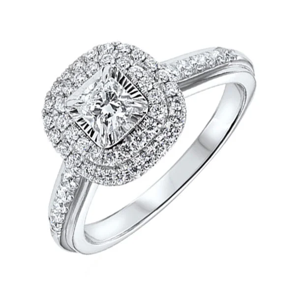 Women bold statement rings -14Kt White Gold Diamond(3/4Ctw) Ring