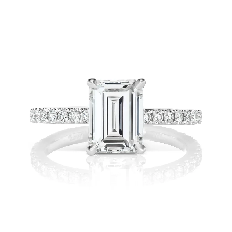 Women stylish rings -IZRA 3 CARAT EMERALD CUT E COLOR VS2 CLARITY DIAMOND ENGAGEMENT RING 18K WHITE GOLD GIA CERTIFIED 2 CT E VS2 BY MIKE NEKTA