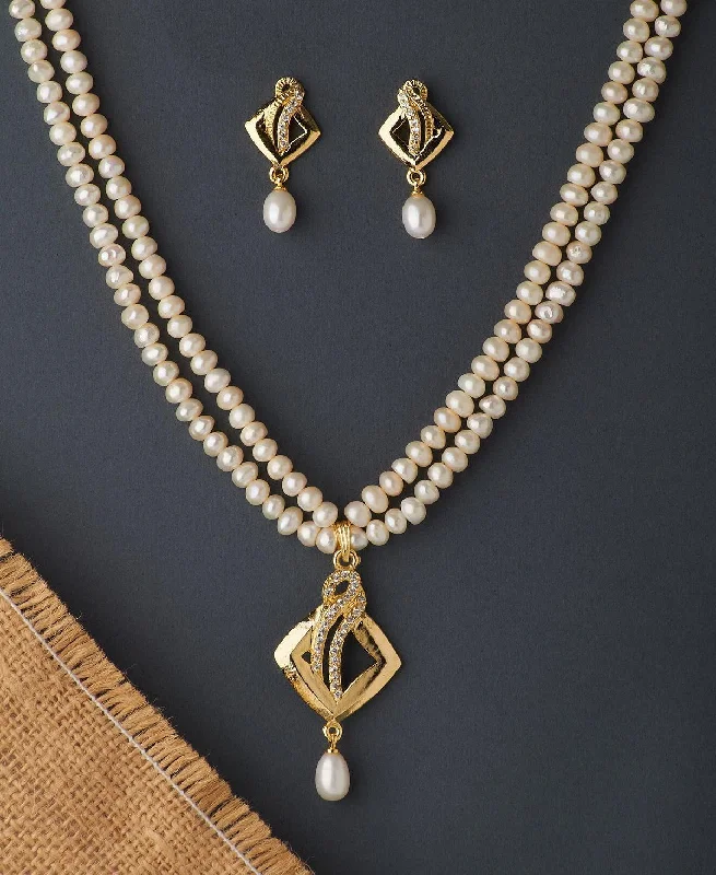 Diamond-encrusted necklaces for women -Trendy Real Pearl Necklace Set